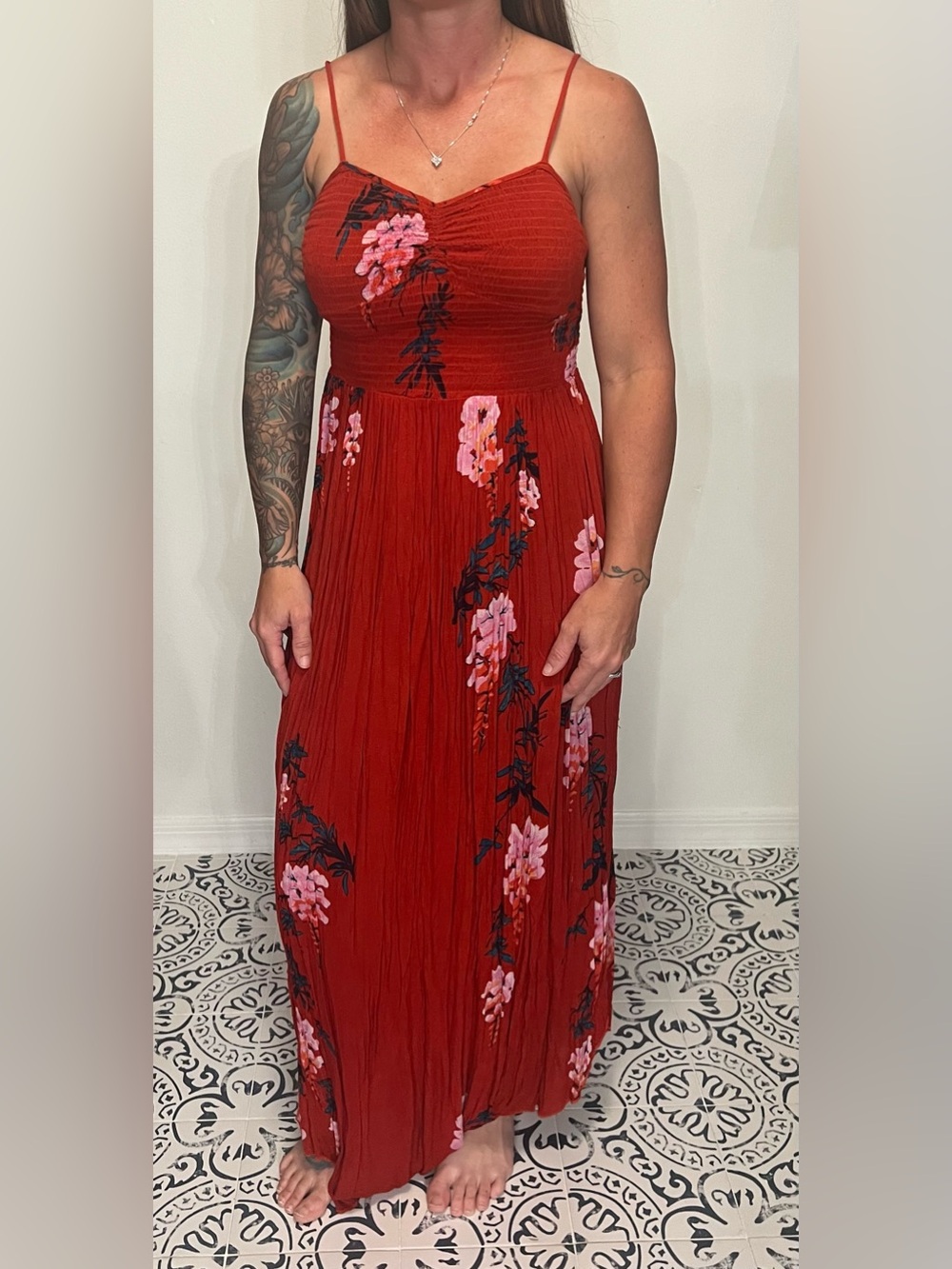 Free People Red Floral Maxi Dress